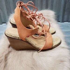 Aldo Coral Leather Lace Up Slip On  Womens Wedge